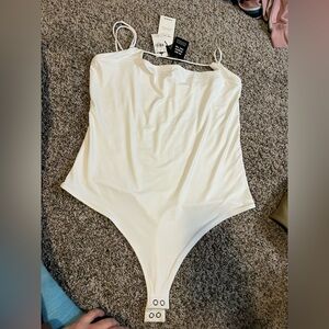 Express White Bodysuit with Spaghetti Straps
